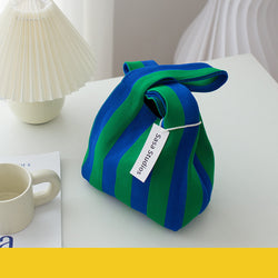 Women's Fashion Striped Woven Large Capacity Handbag