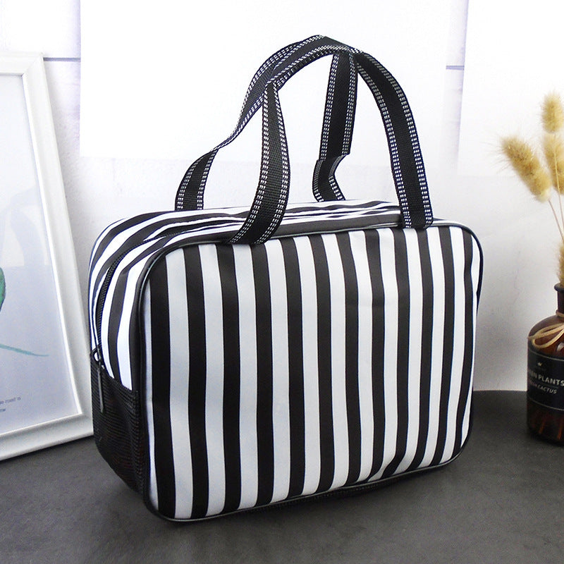 Striped Large Capacity Striped Toiletry Bag Bath Basket