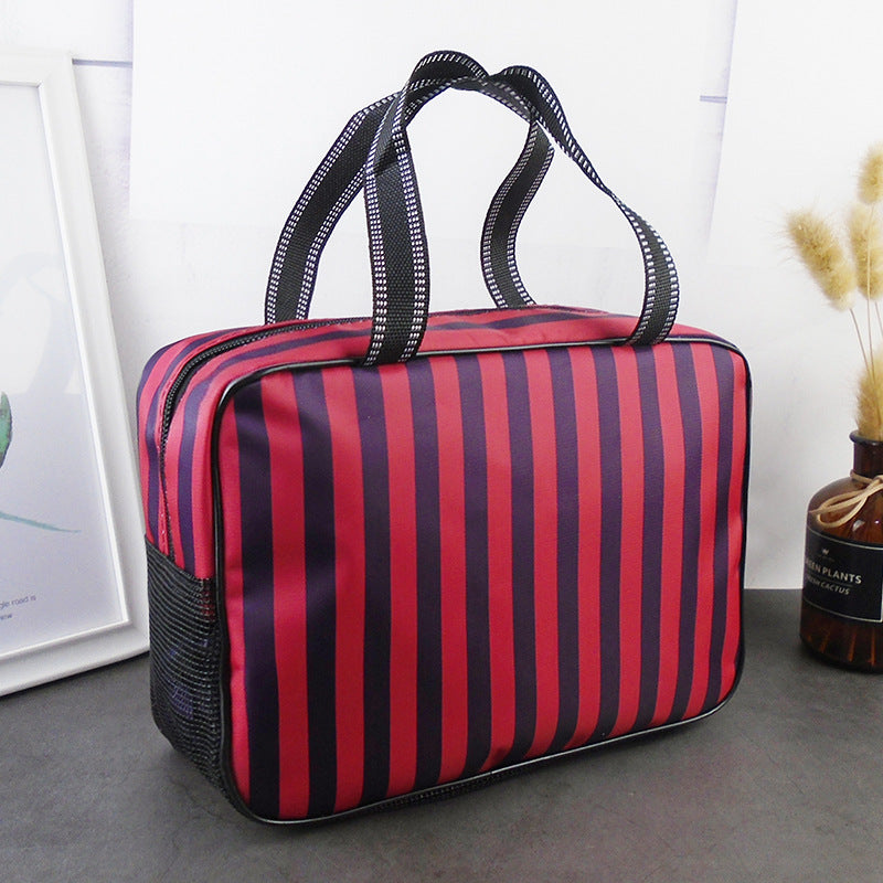 Striped Large Capacity Striped Toiletry Bag Bath Basket