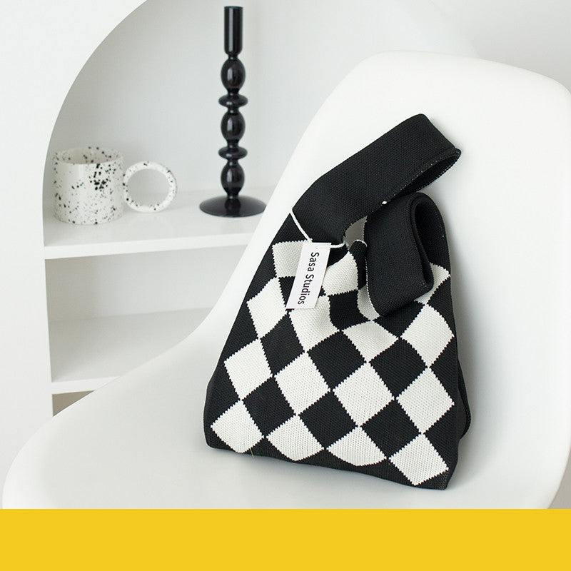 Women's Fashion Striped Woven Large Capacity Handbag