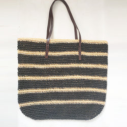 Stripe Color Matching Crochet Beach Bag Large Capacity Shoulder Bag