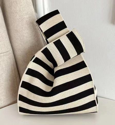 Women's Fashion Striped Woven Large Capacity Handbag