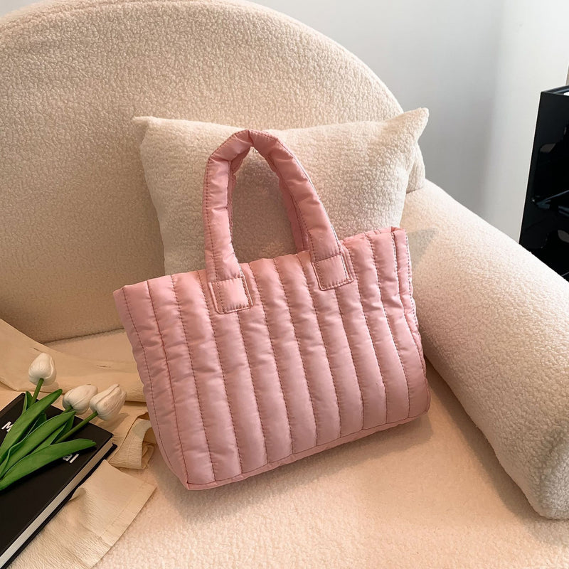 Women's Large-capacity Soft Striped Portable And Fashion Handbag