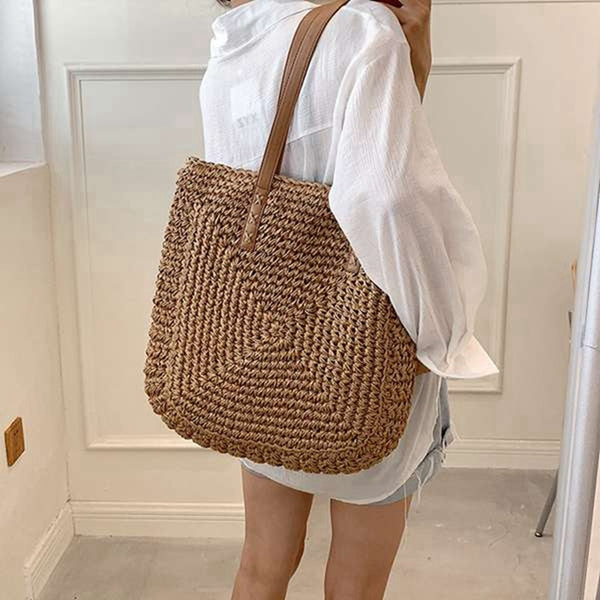 Large Capacity Straw Beach Shoulder Bag